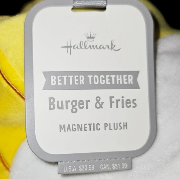NWT Hallmark Better Together Set of 2 Large Magnetic Plush - Burger & Fries - Picture 3 of 3
